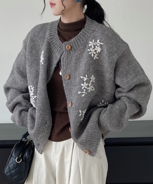 DIAVEL ニット セーター 「限定カラー」金木犀刺繍モヘア風