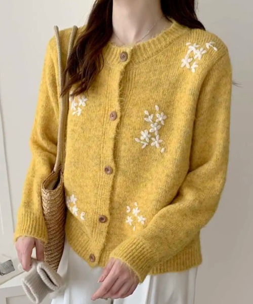 DIAVEL ニット セーター 「限定カラー」金木犀刺繍モヘア風