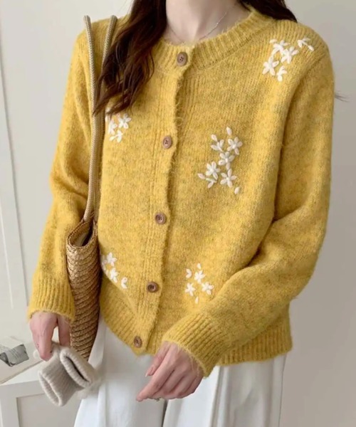 DIAVEL ニット セーター 「限定カラー」金木犀刺繍モヘア風