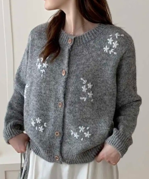 DIAVEL ニット セーター 「限定カラー」金木犀刺繍モヘア風