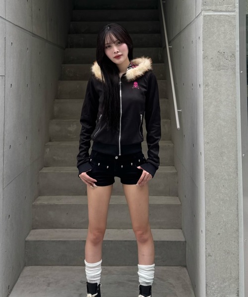 zipper club ファーパーカー ZIPPER CLUB パーカー preppie fur zip hoodie レディース メンズ
