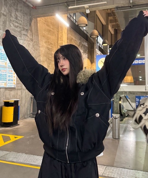 VIBGYOR コート アウター ファー付きフード ミリタリーブルゾン