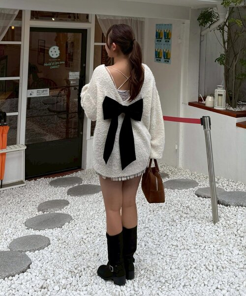 未使用。ベルベットリボンニット Ambre Neige（アンブルネージュ） ニット セーター velvet ribbon knit