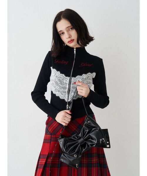 jouetie（ジュエティ） ニット セーター レースドッキングジップニット