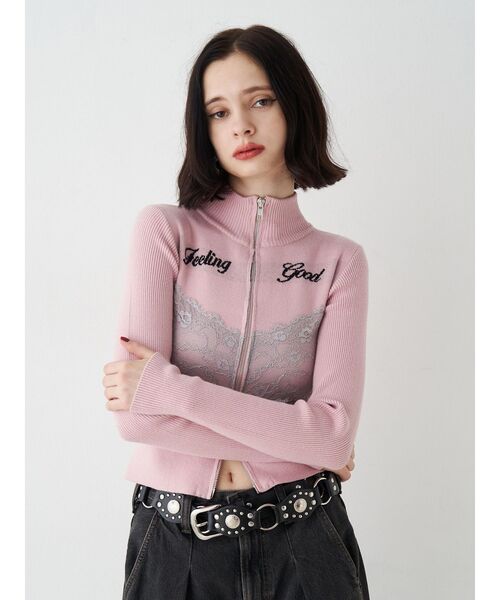 jouetie（ジュエティ） ニット セーター レースドッキングジップニット