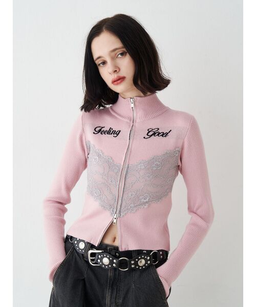 jouetie（ジュエティ） ニット セーター レースドッキングジップニット