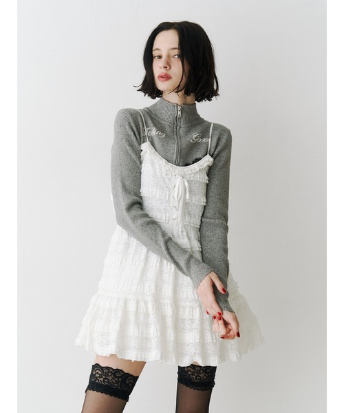 jouetie（ジュエティ） ニット セーター レースドッキングジップニット