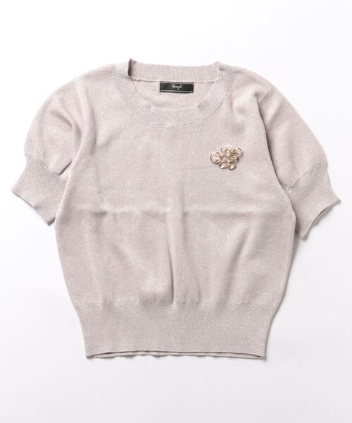 「SWINGLE」 半袖ニット FREE オフホワイト レディース_画像4