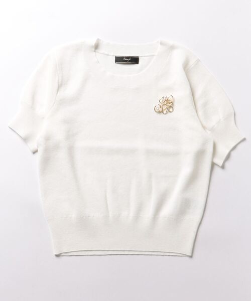 「SWINGLE」 半袖ニット FREE オフホワイト レディース_画像7