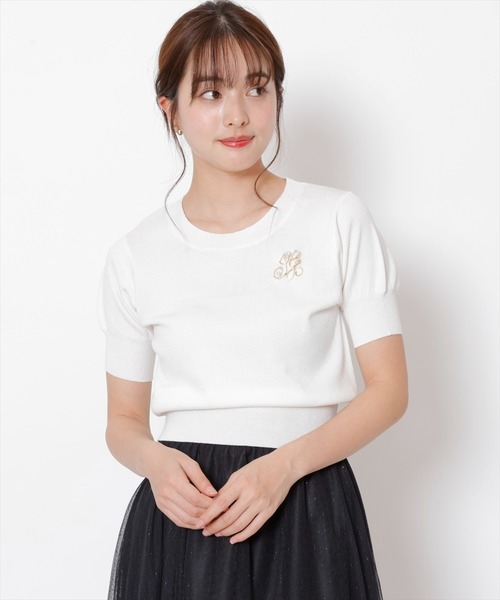 「SWINGLE」 半袖ニット FREE オフホワイト レディース_画像8