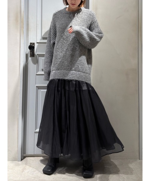 美品✨エレンディーク【02】ブラッシュヤーンニットドッキングワンピース チュール ELENDEEK（エレンディーク） ワンピース ブラッシュヤーンニット