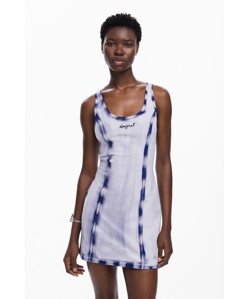 「Desigual」 ノースリーブワンピース M ブルー レディース_画像7