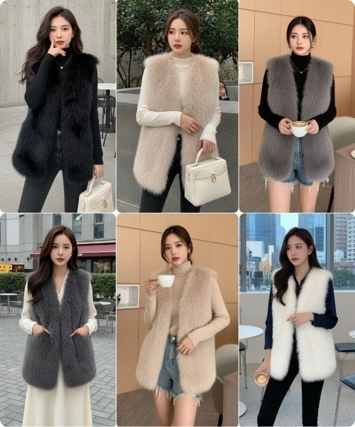 I.O.E ベスト ジレ 卒業式 「韓国トレンド」ふわもこフェイクファー