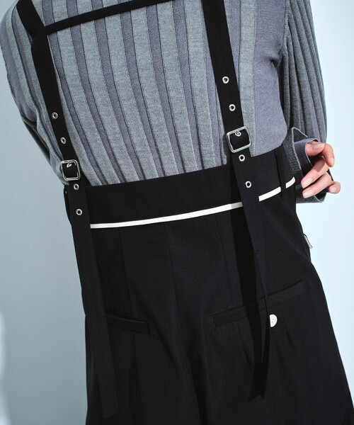 URCH RNA ビッグポケット　コクーンワイド　サスペンダーパンツ　黒　M ànuke - サスペンダー ワイドパンツ (ブラック) Suspenders Wide Pants