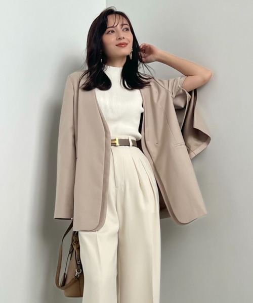 anuans（アニュアンス） ノーカラージャケット FREE ベージュ