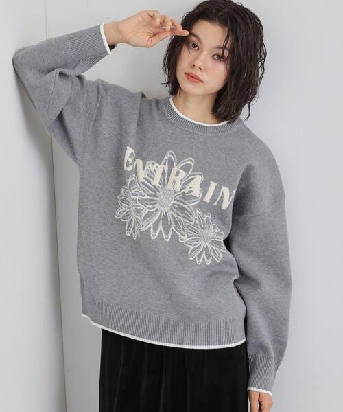 THE SHOP TK ニット セーター 花柄ラメジャカードニット レディース