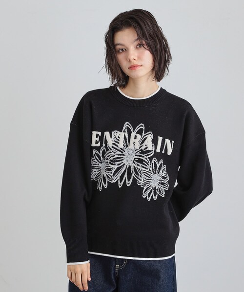 THE SHOP TK ニット セーター 花柄ラメジャカードニット レディース