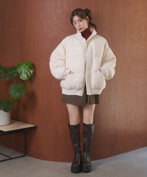 ジャケット・アウター Ambre Neige volume knit padded jacke Ambre Neige（アンブルネージュ） ブルゾン アウター volume knit