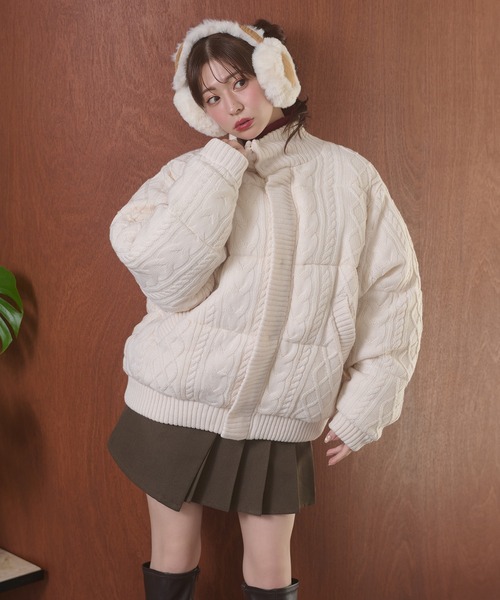 ジャケット・アウター Ambre Neige volume knit padded jacke Ambre Neige（アンブルネージュ） ブルゾン アウター volume knit