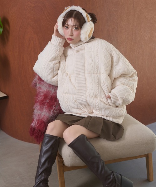 ジャケット・アウター Ambre Neige volume knit padded jacke Ambre Neige（アンブルネージュ） ブルゾン アウター volume knit