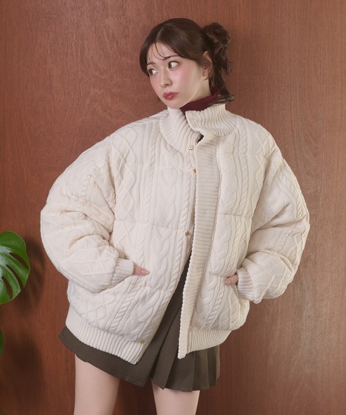 ジャケット・アウター Ambre Neige volume knit padded jacke Ambre Neige（アンブルネージュ） ブルゾン アウター volume knit