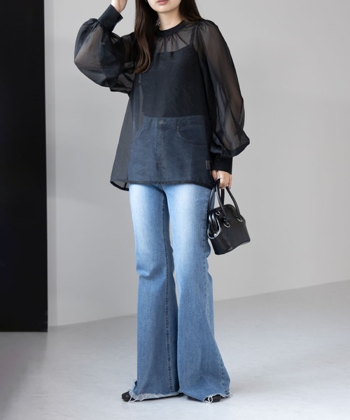 「me+em select」 長袖ブラウス MEDIUM ブラック レディース_画像9