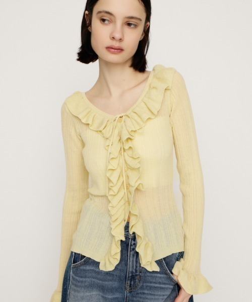 フリルニットトップス SLY（スライ） ニット セーター 「2026SS新作」FRONT FRILL KNIT TOPS