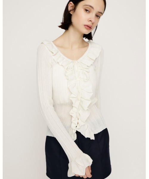 FRONT FRILL KNIT TOPS フロントフリル ニット トップス 2026SS新作】FRONT FRILL KNIT TOPS フロントフリル ニットトップス 冬