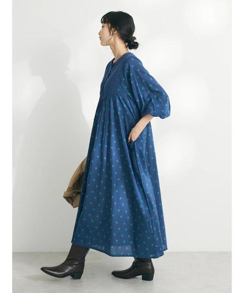 「CRAFT STANDARD BOUTIQUE」 長袖ワンピース FREE ネイビー レディース_画像7