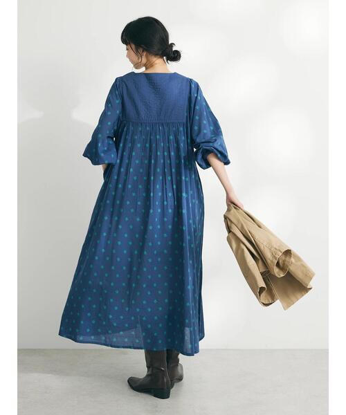 「CRAFT STANDARD BOUTIQUE」 長袖ワンピース FREE ネイビー レディース_画像8