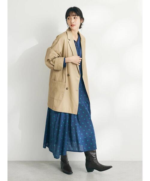 「CRAFT STANDARD BOUTIQUE」 長袖ワンピース FREE ネイビー レディース_画像9
