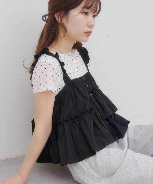alice auaaフリル付き黒キャミソール alice auaa - closet child オンラインショップ