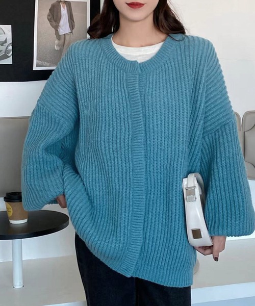 「AsRiRe」 ニットカーディガン M アイボリー レディース_画像3