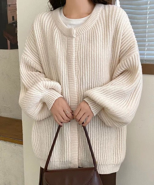 「AsRiRe」 ニットカーディガン M アイボリー レディース_画像9