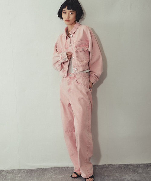 超希少 50's ヴィンテージ Gaucho ピンク 2トーン シャツブルゾン ブルゾン アウター 「セットアップ対応」カラーデニム ショート丈 G