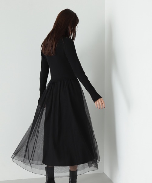 「NATURAL BEAUTY BASIC」 ドッキングワンピース MEDIUM チャコールグレー レディース_画像4