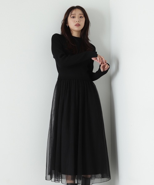 「NATURAL BEAUTY BASIC」 ドッキングワンピース MEDIUM チャコールグレー レディース_画像5