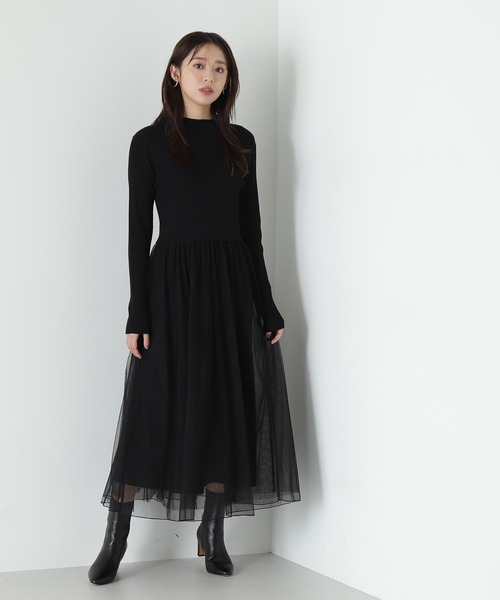 「NATURAL BEAUTY BASIC」 ドッキングワンピース MEDIUM チャコールグレー レディース_画像6