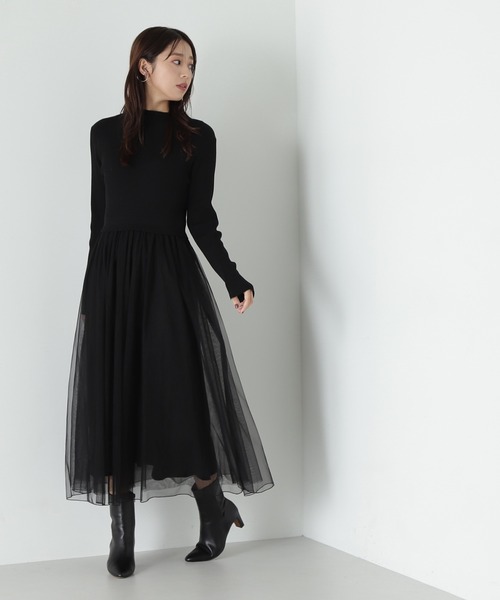 「NATURAL BEAUTY BASIC」 ドッキングワンピース MEDIUM チャコールグレー レディース_画像7