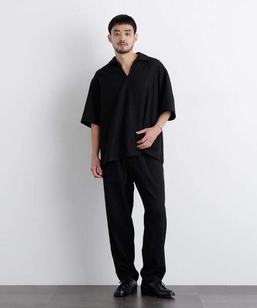 NANO UNIVERSE 発熱パンツ　ブラックパンツ 断熱　あったか　スマホ 吸湿発熱 マシンウォッシャブル 2WAY パンツ
