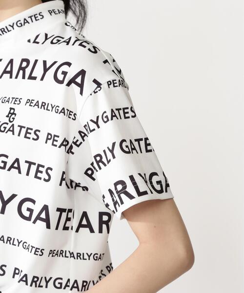 パンツドレス 「PEARLY GATES」ランダムロゴボーダー柄　梨地ジャージの画像