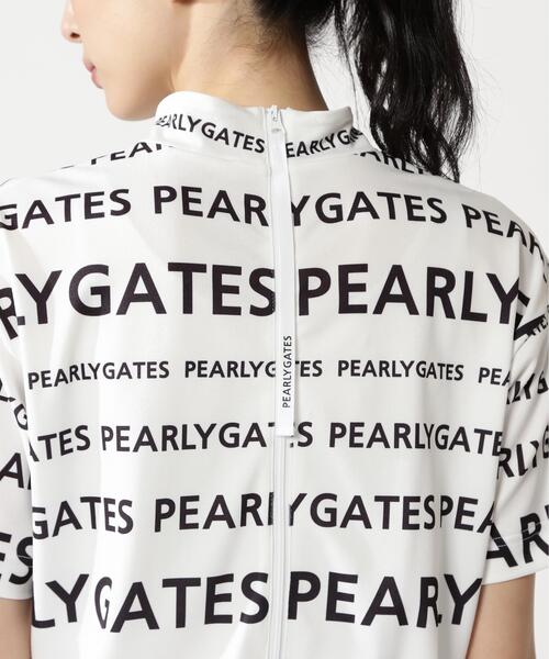 パンツドレス 「PEARLY GATES」ランダムロゴボーダー柄　梨地ジャージの画像