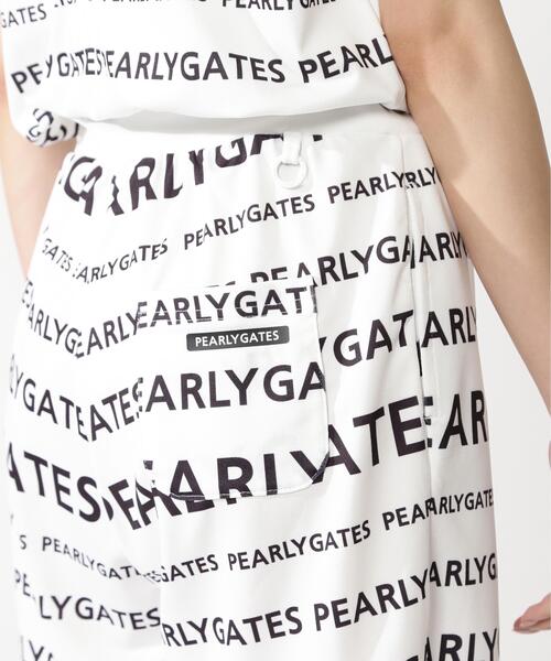 パンツドレス 「PEARLY GATES」ランダムロゴボーダー柄　梨地ジャージの画像
