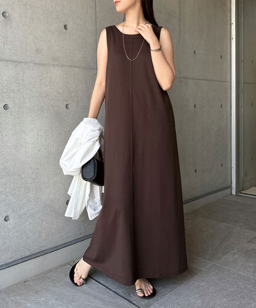 andme（アンドミー） ワンピース ノースリーブ2wayスウェットロング