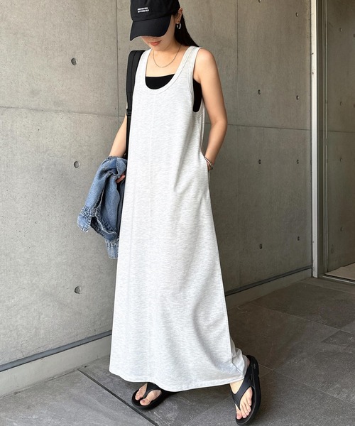 andme（アンドミー） ワンピース ノースリーブ2wayスウェットロング