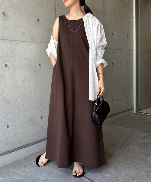 andme（アンドミー） ワンピース ノースリーブ2wayスウェットロング