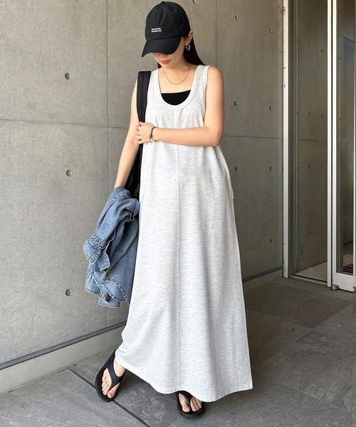 andme（アンドミー） ワンピース ノースリーブ2wayスウェットロング