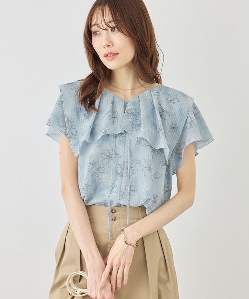 【Rouje☆美品】花柄ブラウス シフォンジョーゼット・花柄ブラウス/DoCLASSE