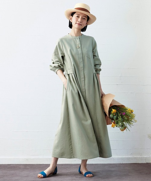 「Sunny clouds」 長袖ワンピース X-LARGE グリーン レディース_画像2