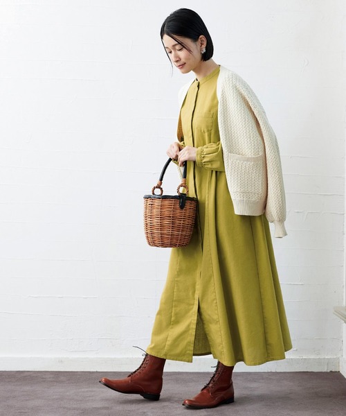 「Sunny clouds」 長袖ワンピース X-LARGE グリーン レディース_画像8